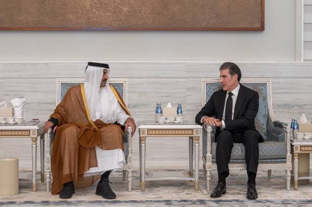 Qatar emir receives condolences at Lusail Palace Qatar s Emir Sheikh Tamim bin Hamad Al Thani receives delegations offering condolences following the death of former Emir Sheikh Hamad bin Khalifa Al Thani at Lusail Palace in Doha, Qatar, on July 14, 2026. The delegations included heads of state, official representatives, and senior officials paying their respects. Photo by Emiri Diwan Office apaimages Doha Doha Qatar 140726_Qatar_QPO_00(1) Copyright: xapaimagesxEmirixDiwanxOfficex xapaimagesx