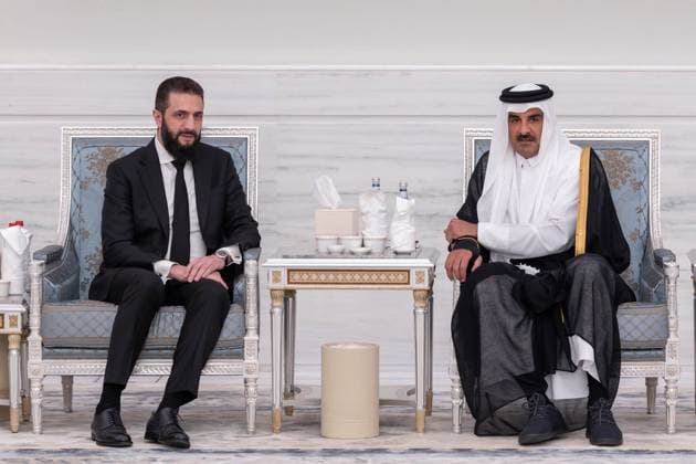 Qatar emir receives condolences at Lusail Palace Qatar s Emir Sheikh Tamim bin Hamad Al Thani receives delegations offering condolences following the death of former Emir Sheikh Hamad bin Khalifa Al Thani at Lusail Palace in Doha, Qatar, on July 14, 2026. The delegations included heads of state, official representatives, and senior officials paying their respects. Photo by Emiri Diwan Office apaimages Doha Doha Qatar 140726_Qatar_QPO_00(2) Copyright: xapaimagesxEmirixDiwanxOfficex xapaimagesx
