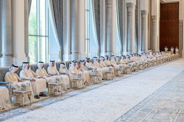 Qatar emir receives condolences at Lusail Palace Qatar s Emir Sheikh Tamim bin Hamad Al Thani receives delegations offering condolences following the death of former Emir Sheikh Hamad bin Khalifa Al Thani at Lusail Palace in Doha, Qatar, on July 14, 2026. The delegations included heads of state, official representatives, and senior officials paying their respects. Photo by Emiri Diwan Office apaimages Doha Doha Qatar 140726_Qatar_QPO_00(20) Copyright: xapaimagesxEmirixDiwanxOfficex xapaimagesx