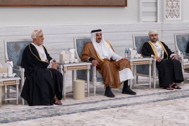 Qatar emir receives condolences at Lusail Palace Qatar s Emir Sheikh Tamim bin Hamad Al Thani receives delegations offering condolences following the death of former Emir Sheikh Hamad bin Khalifa Al Thani at Lusail Palace in Doha, Qatar, on July 14, 2026. The delegations included heads of state, official representatives, and senior officials paying their respects. Photo by Emiri Diwan Office apaimages Doha Doha Qatar 140726_Qatar_QPO_00(19) Copyright: xapaimagesxEmirixDiwanxOfficex xapaimagesx