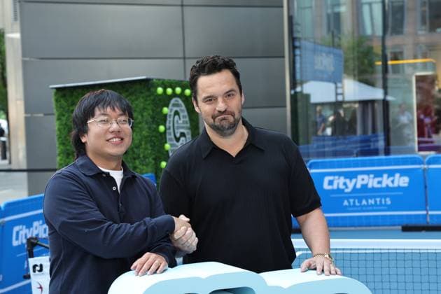 Aaron Chen, Jake Johnson at a public appearance for THE DINK Photo Call for Apple TV, CityPickle at Hudson Yards, New York, NY, July 14, 2026. Photo By: Eli Winston Everett Collection THE DINK Photo Call for Apple TV PUBLICATIONXNOTxINxCANxCHNxFRAxITAxJPNxNORxPOLxRUSxESPxUKxUSA
