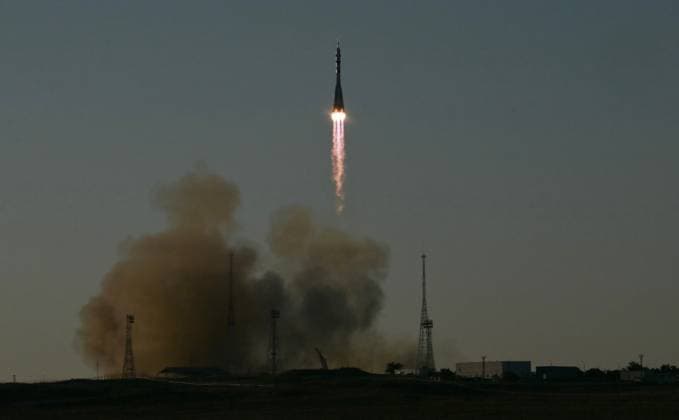 Kazakhstan Russia Space 9205436 14.07.2026 The Soyuz MS-29 spacecraft carrying NASA astronaut Anil Menon, Roscosmos cosmonauts Pyotr Dubrov and Anna Kikina blasts off to the International Space Station (ISS) from the launchpad at the Baikonur Cosmodrome, Kazakhstan. Yuri Kochetkov Sputnik Baikonur Kazakhstan  Copyright: xYurixKochetkovx