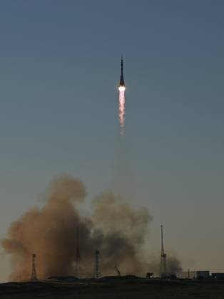 Kazakhstan Russia Space 9205437 14.07.2026 The Soyuz MS-29 spacecraft carrying NASA astronaut Anil Menon, Roscosmos cosmonauts Pyotr Dubrov and Anna Kikina blasts off to the International Space Station (ISS) from the launchpad at the Baikonur Cosmodrome, Kazakhstan. Yuri Kochetkov Sputnik Baikonur Kazakhstan  Copyright: xYurixKochetkovx