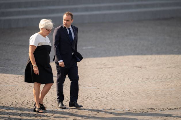 Bastille Day Parade - Place de la Concorde - Paris French Minister for the Armed Forces and Veterans Catherine Vautrin and French Prime Minister Sebastien Lecornu during the annual Bastille Day military parade on the Champs-Elysees Avenue in Paris, France on July 14, 2026. Photo by Alexis Jumeau ABACAPRESS.COM. Paris France  Copyright: xJumeauxAlexis ABACAx