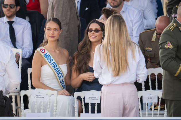 Bastille Day Parade - Place de la Concorde - Paris Miss France 2026, Hinaupoko Deveze and Miss France 2015 Camille Cerf during the annual Bastille Day military parade on the Champs-Elysees Avenue in Paris, France on July 14, 2026. Photo by Alexis Jumeau ABACAPRESS.COM. Paris France  Copyright: xJumeauxAlexis ABACAx