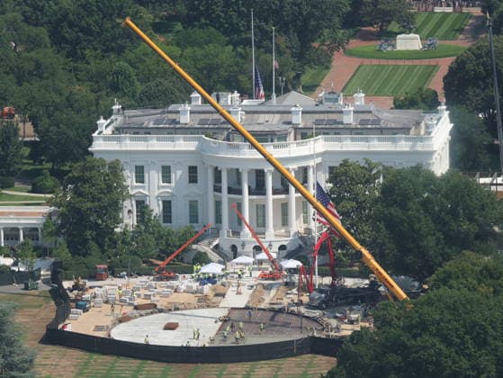 WASHINGTON, D.C. - JULY 14: View of the White House Helipad Construction on July 14, 2026 in Washington, D.C. Copyright: xmpi34x