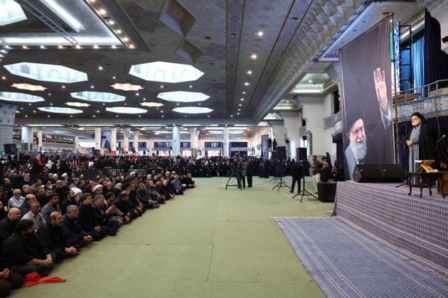 Memorial ceremony held in Tehran for former Iranian leader Khamenei TEHRAN, IRAN - JULY 14: (RESTRICTIONS: No Access Israel Media Persian Language TV Stations Outside Iran Strictly No Access BBC Persian VOA Persian Manoto TV Iran International TV) (----EDITORIAL USE ONLY MANDATORY CREDIT - IRANIAN PRESIDENCY HANDOUT - NO MARKETING NO ADVERTISING CAMPAIGNS - DISTRIBUTED AS A SERVICE TO CLIENTS----) People attend a memorial ceremony held for former Iranian leader Ali Khamenei who was killed in a U.S.-Israeli airstrike at Imam Khomeini Mosalla Mosque in Tehran, Iran, on July 14, 2026. Iranian Presidency Handout Anadolu Tehran Iran. Editorial use only. Please get in touch for any other usage.  Copyright: x2026xAnadoluxIranianxPresidencyx xHandoutx