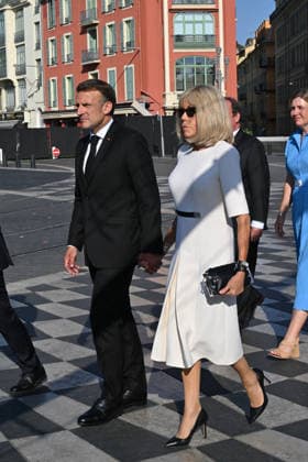Commemoration of tenth anniversary of the Nice bombing French President Emmanuel Macron and Brigitte Macron attend the ceremony to commemorate the tenth anniversary of the Nice truck-ramming attack on July 14, 2026 in Nice, France, which killed 86 people and injured 458 others on the Promenade des Anglais during the national holiday, marking the deadliest attack in Nice s history and the second deadliest in France under the Fifth Republic. Photo by Bruno Bebert Pool ABACAPRESS.COM Nice France  Copyright: xPool ABACAx