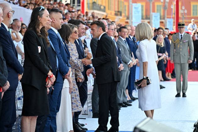 Commemoration of tenth anniversary of the Nice bombing French President Emmanuel Macron and Brigitte Macron attend the ceremony to commemorate the tenth anniversary of the Nice truck-ramming attack on July 14, 2026 in Nice, France, which killed 86 people and injured 458 others on the Promenade des Anglais during the national holiday, marking the deadliest attack in Nice s history and the second deadliest in France under the Fifth Republic. Photo by Bruno Bebert Pool ABACAPRESS.COM Nice France  Copyright: xPool ABACAx