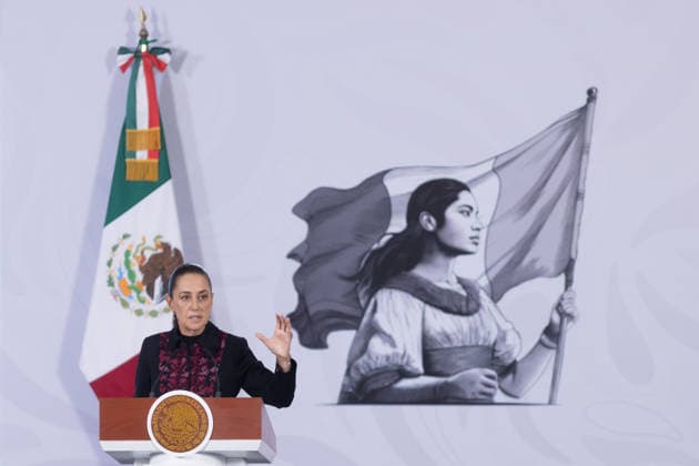 July 14, 2026, Mexico City, Mexico: Mexican President CLAUDIA SHEINBAUM PARDO led her daily morning press conference at the National Palace, where she and members of her security cabinet presented the governments monthly security report. Mexico City Mexico - ZUMAl178 20260714_znp_l178_028 Copyright: xCristianxLeyvax