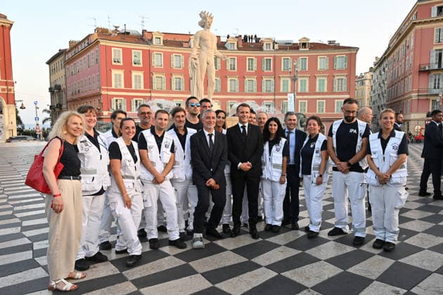 President Emmanuel Macron at the ceremony commemorating the tenth anniversary of the Nice attack on July 14, 2026. The July 14, 2016, attack in Nice was an Islamist-inspired terrorist mass killing, in which a truck was used as a ram, and took place eight months after the attacks of November 13, 2015. It occurred on the evening of Bastille Day, on the Promenade des Anglais. The attack killed 86 people, injured 458,² and targeted adults, children, and infants alike.³ It ended when the terrorist was shot and killed by police. It is the deadliest attack in the history of Nice,4 and the second deadliest in France under the Fifth Republic. Bruno Bebert Bestimage Ceremony to commemorate the tenth anniversary of the Nice bombing on July 14, 2026.  Copyright: xBrunoxBebertx xBestimagexBrunoxBebertx xBestimagex