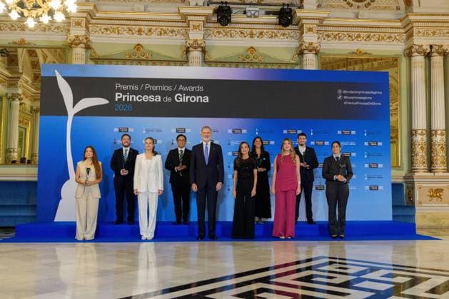 Spanish King Felipe VI and Queen Letizia with Princess of Asturias Leonor de Borbon and Princess Sofia de Borbon attending Princess of Girona Awards 2026 in Barcelona on Tuesday, 14 July 2026 Cordon Press 