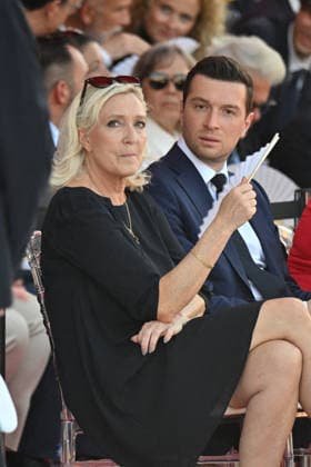 Pool Bestimage - Commemoration of tenth anniversary of the Nice bombing Marine Le Pen and Jordan Bardella attend the ceremony to commemorate the tenth anniversary of the Nice bombing on July 14, 2026, which was a terrorist mass killing of Islamist inspiration with a truck-ramming attack on the evening of the national holiday on the Promenade des Anglais, killing 86 people and injuring 458, including adults, children and infants, and ending when the terrorist was shot by the police, marking the deadliest attack in the history of Nice and the second deadliest in France under the Fifth Republic. Photo by Bruno Bebert Pool ABACAPRESS.COM Nice France  Copyright: xPool ABACAx