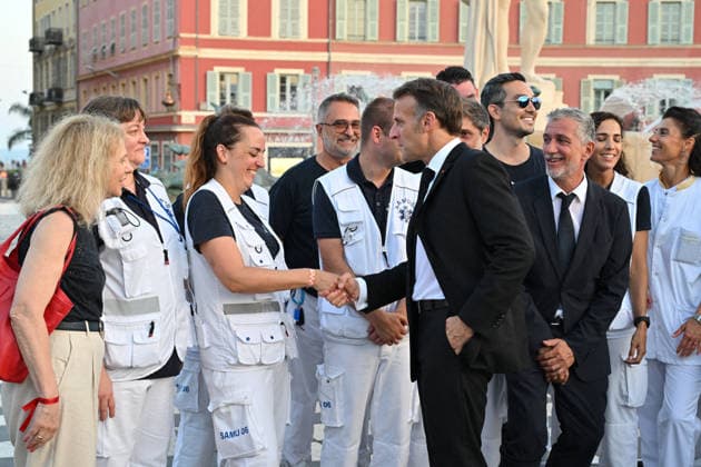Pool Bestimage - Commemoration of tenth anniversary of the Nice bombing French President Emmanuel Macron attends the ceremony to commemorate the tenth anniversary of the Nice bombing on July 14, 2026, which killed 86 people and injured 458, targeting adults, children and infants, during the Islamist-inspired truck-ramming attack on the Promenade des Anglais, the deadliest in Nice s history and second deadliest in France under the Fifth Republic. Photo by Bruno Bebert Pool ABACAPRESS.COM Nice France  Copyright: xPool ABACAx