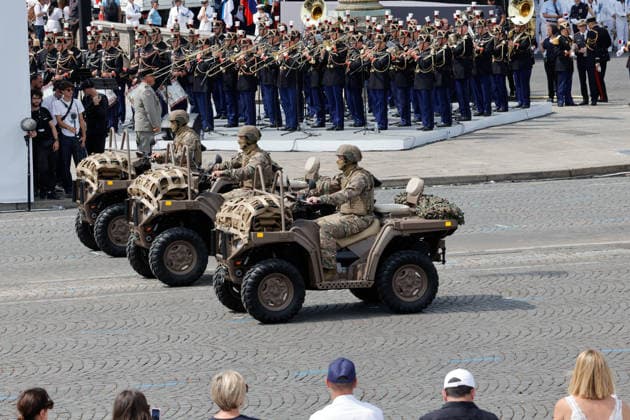 (260714) -- PARIS, July 14, 2026 -- Participants attend the annual Bastille Day military parade in Paris, France, on July 14, 2026. (Photo by Henri Szwarc Xinhua) FRANCE-PARIS-BASTILLE DAY-PARADE HengxLi¡¤shiwaci 