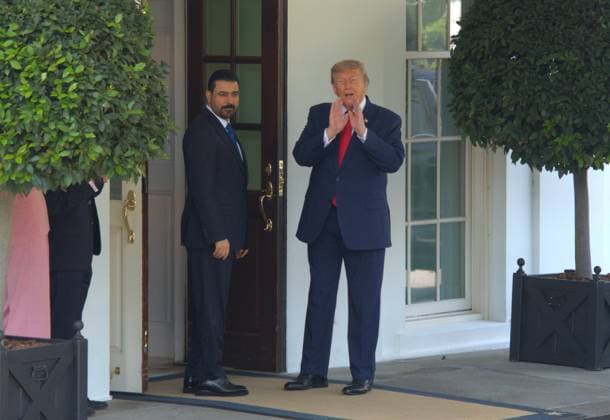 (260714) -- WASHINGTON, July 14, 2026 -- U.S. President Donald Trump (R) welcomes Iraqi Prime Minister Ali al-Zaidi at the White House in Washington, D.C., the United States, July 14, 2026. Trump said Tuesday that the United States will take investment deals with Gulf states instead of fees for ships passing through the Strait of Hormuz. (Photo by Xinhua) U.S.-WASHINGTON, D.C.-TRUMP-IRAQ-PM-MEETING LixYuanqing 