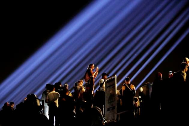 CEREMONY IN HONOR OF THE VICTIMS OF THE NICE ATTACKS PHOTOPQR NICE MATIN Dylan Meiffret Nice July 14, 2026 10 years after the July 14, 2016, Nice attack, a drone show and 86 beams of light illuminating the Promenade des Anglais Nice, July 14, 2026—10 years later—a ceremony paying tribute to the victims of the Nice attack on July 14, 2016 Nice, France  Copyright: xPHOTOPQR NICExMATIN MAXPPPxDylanxMeiffretx 20260714NIM8109 20260714NIM8109