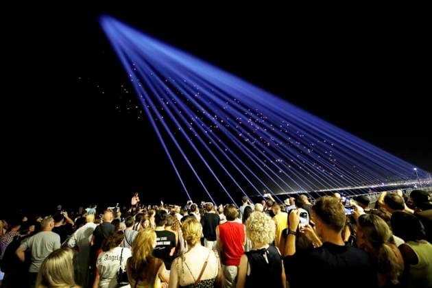 CEREMONY IN HONOR OF THE VICTIMS OF THE NICE ATTACKS PHOTOPQR NICE MATIN Dylan Meiffret Nice July 14, 2026 10 years after the July 14, 2016, Nice attack, a drone show and 86 beams of light illuminating the Promenade des Anglais Nice, July 14, 2026—10 years later—a ceremony paying tribute to the victims of the Nice attack on July 14, 2016 Nice, France  Copyright: xPHOTOPQR NICExMATIN MAXPPPxDylanxMeiffretx 20260714NIM8114 20260714NIM8114