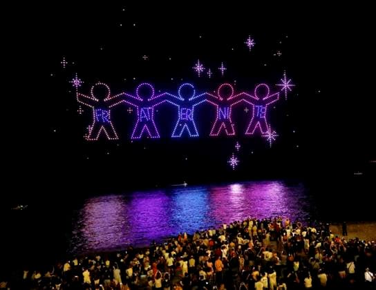CEREMONY IN HONOR OF THE VICTIMS OF THE NICE ATTACKS PHOTOPQR NICE MATIN Dylan Meiffret Nice July 14, 2026 10 years after the July 14, 2016, Nice attack, a drone show and 86 beams of light illuminating the Promenade des Anglais Nice, July 14, 2026—10 years later—a ceremony paying tribute to the victims of the Nice attack on July 14, 2016 Nice, France  Copyright: xPHOTOPQR NICExMATIN MAXPPPxDylanxMeiffretx 20260714NIM8152 20260714NIM8152