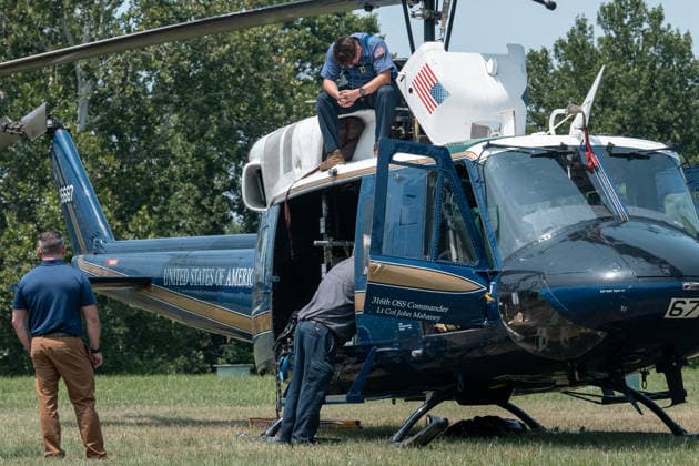 July 14, 2026, Washington, Dc, United States: Mechanics work on a helicopter from the US Air ForceÃ¢â‚¬â ¢s 1st Helicopter Squadron after it made a precautionary landing on an underground reservoir in Northwest Washington, D.C. on July 14, 2026. Washington United States  - ZUMAl312 20260714_znp_l312_019 Copyright: xAndrewxLeydenx
