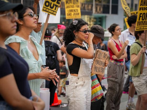 New York, NY July 14: Incoming U.S. Representative Brad Lander joins demonstrators at Foley Square in Lower Manhattan during a rally protesting two fatal shootings involving U.S. Immigration and Customs Enforcement (ICE) agents earlier this week on July 14, 2026. Credit: AdMedia USA - ZUMAa123 20260714_zaa_a123_036 Copyright: xXavierxDiazx