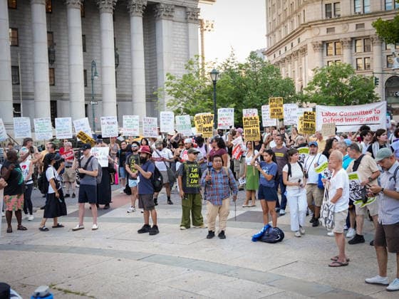 New York, NY July 14: Incoming U.S. Representative Brad Lander joins demonstrators at Foley Square in Lower Manhattan during a rally protesting two fatal shootings involving U.S. Immigration and Customs Enforcement (ICE) agents earlier this week on July 14, 2026. Credit: AdMedia USA - ZUMAa123 20260714_zaa_a123_022 Copyright: xXavierxDiazx