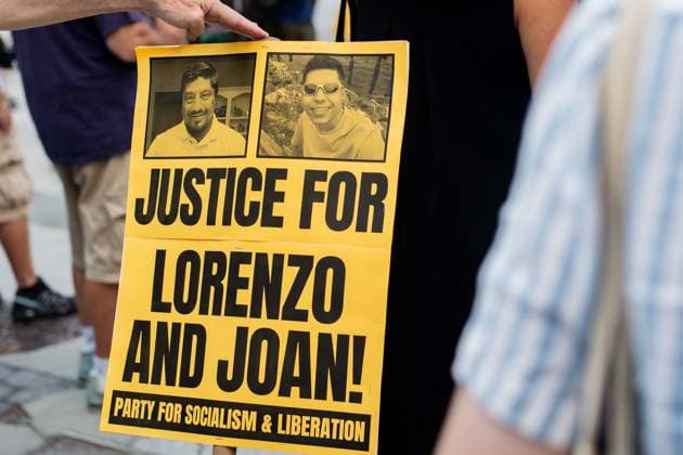 July 14, 2026, New York, New York, USA: Protesters gather in Foley Square in New York, York, to protest the killings of Lorenzo Salgado Araujo in Houston, Texas, and Joan Sebestian Guerrero in in Biddeford, Maine, by ICE agents on July 14, 2026. New York USA  - ZUMAk208 20260714_znp_k208_001 Copyright: xKellyxKimballx