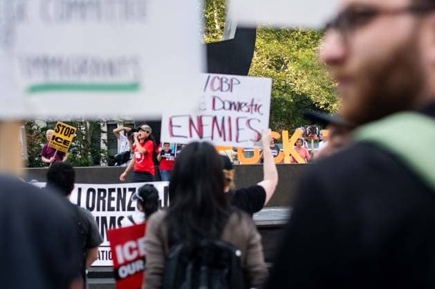 July 14, 2026, New York, New York, USA: Protesters gather in Foley Square in New York, York, to protest the killings of Lorenzo Salgado Araujo in Houston, Texas, and Joan Sebestian Guerrero in in Biddeford, Maine, by ICE agents on July 14, 2026. New York USA  - ZUMAk208 20260714_znp_k208_004 Copyright: xKellyxKimballx