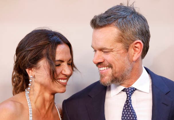 Luciana Barroso, Matt Damon and Isabella Damon arrive on the red carpet when Universal Pictures and Syncopy present the New York Premiere of The Odyssey at AMC Lincoln Square Theater on Tuesday, July 14, 2026 in New York City.  NYP20260714244 JOHNxANGELILLO