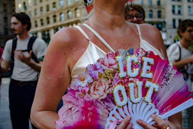 July 14, 2026, New York, New York, USA: New Yorkers took to the streets to protest the killing of two men by ICE. Lorenzo Salgado Araujo was killed in Houston and Joan Guerrero in Maine last week. They gathered in Foley Square in downtown Manhattan that was part of a demonstration of a nationwide day of action in response to the fatal shooting of Araujo and Guerrero. New York USA  - ZUMAa251 20260714_znp_a251_008 Copyright: xDianaxApfelbacherx