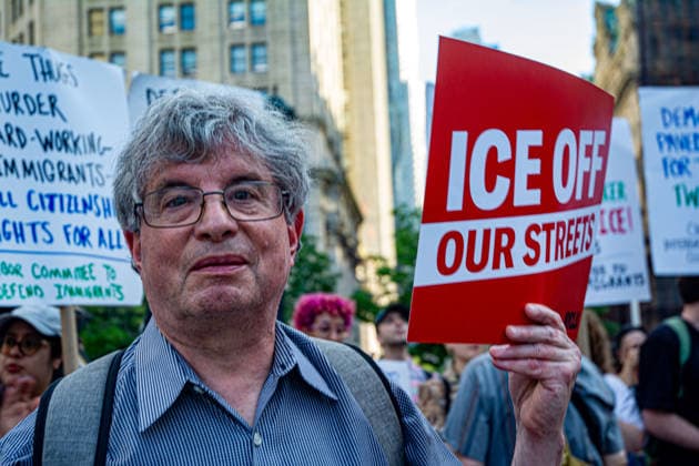July 14, 2026, New York, New York, USA: New Yorkers took to the street to protest the killing of two men by ICE. Lorenzo Salgado Araujo was killed in Houston and Joan Guerrero in Maine last week. They gathered in Foley Square in downtown Manhattan and in part of a nationwide day action protesting the killings. New York USA - ZUMAa251 20260714_znp_a251_001 Copyright: xDianaxApfelbacherx