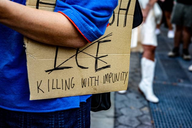 July 14, 2026, New York, New York, USA: New Yorkers took to the streets to protest the killing of two men by ICE. Lorenzo Salgado Araujo was killed in Houston and Joan Guerrero in Maine last week. They gathered in Foley Square in downtown Manhattan. New York USA - ZUMAa251 20260714_znp_a251_005 Copyright: xDianaxApfelbacherx