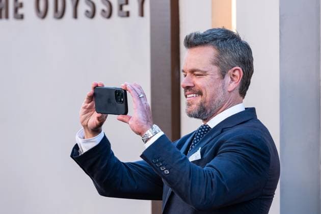 July 14, 2026, Bronx, New York, USA: Matt Damon takes photos of photographers row as he attends premiere of The Odyssey at AMC Lincoln Square in New York, NY on July 14, 2026. Bronx USA - ZUMAr339 20260714_znp_r339_037 Copyright: xLevxRadinx