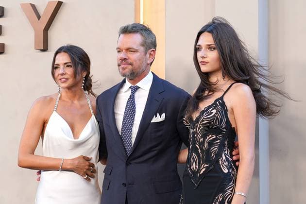 Luciana Barroso, Matt Damon, Isabella Damon at arrivals for THE ODYSSEY Premiere, AMC Lincoln Square 13, New York, NY, July 14, 2026. Photo By: Kristin Callahan Everett Collection THE ODYSSEY Premiere PUBLICATIONXNOTxINxCANxCHNxFRAxITAxJPNxNORxPOLxRUSxESPxUKxUSA
