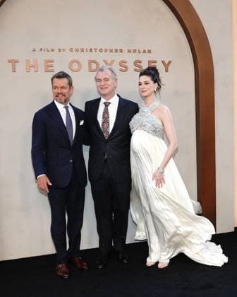 Matt Damon, Christopher Nolan, Anne Hathaway at arrivals for THE ODYSSEY Premiere, AMC Lincoln Square 13, New York, NY, July 14, 2026. Photo By: Kristin Callahan Everett Collection THE ODYSSEY Premiere PUBLICATIONXNOTxINxCANxCHNxFRAxITAxJPNxNORxPOLxRUSxESPxUKxUSA