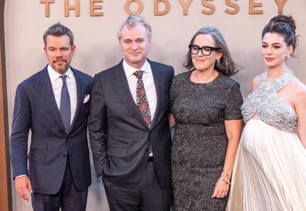 July 14, 2026, Bronx, New York, USA: Matt Damon, Christopher Nolan, Emma Thomas and Anne Hathaway attend premiere of The Odyssey at AMC Lincoln Square in New York, NY on July 14, 2026. Bronx USA  - ZUMAr339 20260714_znp_r339_178 Copyright: xLevxRadinx