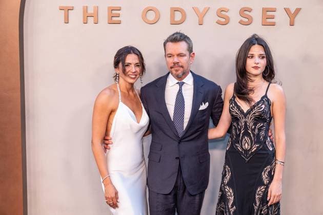July 14, 2026, Bronx, New York, USA: Luciana Barroso, Matt Damon and Isabella Damon attend premiere of The Odyssey at AMC Lincoln Square in New York, NY on July 14, 2026. Bronx USA - ZUMAr339 20260714_znp_r339_173 Copyright: xLevxRadinx