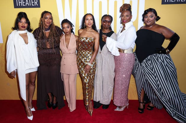 The Whoopi Monologues Opening Night MANHATTAN, NEW YORK CITY, NEW YORK, USA - JULY 13: Kara Young, Dominique Fishback, Kecia Lewis, Kerry Washington wearing an Oscar de la Renta Scallop Embroidered Midi Cocktail Dress, David Webb Furrow Cuff, David Webb Gothic Doorknocker Earrings and Jimmy Choo Ixia Mirrored Leather Pumps and Danielle Pinnock arrive at The Whoopi Monologues Opening Night held at the Mitzi E. Newhouse Theater at the Lincoln Center Theater at the Lincoln Center for the Performing Arts on July 13, 2026 in Manhattan, New York City, New York, United States. New York City Mitzi E. Newhouse Theater at the Lincoln Center Theater at the Lincoln Center for the Performing Arts New York United States Copyright: xImagexPressxAgencyx