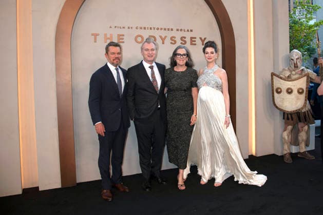 Matt Damon, Christopher Nolan, Emma Thomas und Anne Hathaway bei der Premiere des Kinofilms The Odyssey Die Odyssee im AMC Lincoln Square Theater. New York, 14.07.2026 *** Matt Damon, Christopher Nolan, Emma Thomas, and Anne Hathaway at the premiere of the movie *The Odyssey* at the AMC Lincoln Square Theater in New York, July 14, 2026 Foto:xJ.xShorex xFuturexImagex odyssey_ny_6819