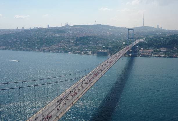 July 15 Democracy and Martyrs Commemoration Run held on July 15th Martyrs Bridge ISTANBUL, TURKIYE - JULY 15: An aerial view shows people taking part in The July 15 Democracy and Martyrs Commemoration Walk organized by the Turkish Athletics Federation on July 15, 2026 in Istanbul, Turkiye. Bunyamin Celik Anadolu Istanbul Turkey. Editorial use only. Please get in touch for any other usage.  Copyright: x2026xAnadoluxBunyaminxCelikx
