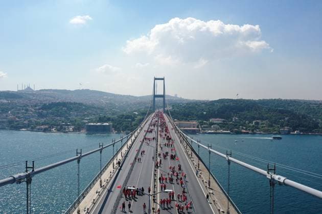 July 15 Democracy and Martyrs Commemoration Run held on July 15th Martyrs Bridge ISTANBUL, TURKIYE - JULY 15: An aerial view shows people taking part in The July 15 Democracy and Martyrs Commemoration Walk organized by the Turkish Athletics Federation on July 15, 2026 in Istanbul, Turkiye. Bunyamin Celik Anadolu Istanbul Turkey. Editorial use only. Please get in touch for any other usage.  Copyright: x2026xAnadoluxBunyaminxCelikx