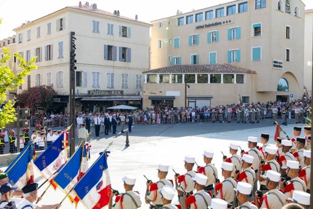 French National Day Celebration - Calvi French National Day celebration in Calvi, Corsica, France on July 14, 2026, in the presence of the city s mayor, Ange Santini, and numerous members of the 2nd Foreign Parachute Regiment of Calvi, who paraded on Boulevard Wilson in front of hundreds of spectators after a moment of reflection and the awarding of decorations in front of the war memorial. Photo by Shootpix ABACAPRESS.COM Calvi Corsica France  Copyright: xShootpix ABACAx
