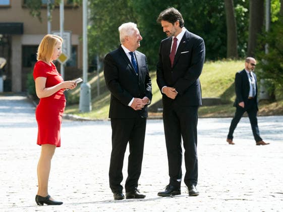 From left front Czech Defence Minister Jaromir Zuna (SPD) meets Slovak Defence Minister Robert Kalinak in Prague, Czech Republic, July 15. 2026. (CTKxPhoto MichaelaxRihova) CTKPhotoP2026071502616  CTKPhotoP2026071502616