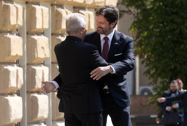 From left Czech Defence Minister Jaromir Zuna (SPD) meets Slovak Defence Minister Robert Kalinak in Prague, Czech Republic, July 15. 2026. (CTKxPhoto MichaelaxRihova) CTKPhotoP2026071502674  CTKPhotoP2026071502674