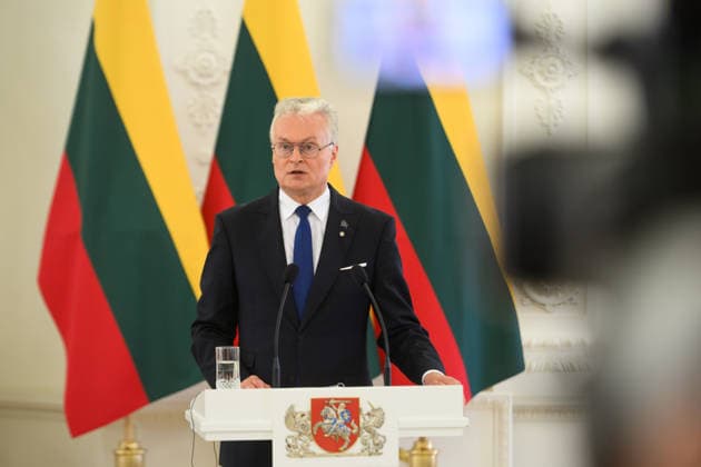 Gitanas Nauseda - Edgars Rinkvics meeting in Vilnius VILNIUS, LITHUANIA - JULY 15: Lithuanian President Gitanas Nauseda meets with Latvian President Edgars Rinkevics during his state visit to Vilnius, Lithuania on July 15, 2026. The leaders discussed regional security, defense cooperation, support for Ukraine, energy projects and the development of bilateral economic ties. Lithuania and Latvia signed a declaration confirming their strategic partnership and common priorities in security and other key areas. The visit marks the 35th anniversary of the restoration of diplomatic relations between the two Baltic states. Yauhen Yerchak Anadolu Vilnius Lithuania. Editorial use only. Please get in touch for any other usage.  Copyright: x2026xAnadoluxYauhenxYerchakx