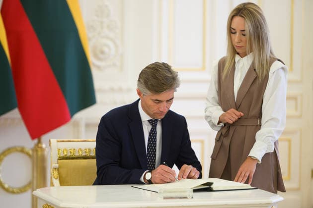 Gitanas Nauseda - Edgars Rinkvics meeting in Vilnius VILNIUS, LITHUANIA - JULY 15: Lithuanian President Gitanas Nauseda meets with Latvian President Edgars Rinkevics during his state visit to Vilnius, Lithuania on July 15, 2026. The leaders discussed regional security, defense cooperation, support for Ukraine, energy projects and the development of bilateral economic ties. Lithuania and Latvia signed a declaration confirming their strategic partnership and common priorities in security and other key areas. The visit marks the 35th anniversary of the restoration of diplomatic relations between the two Baltic states. Yauhen Yerchak Anadolu Vilnius Lithuania. Editorial use only. Please get in touch for any other usage.  Copyright: x2026xAnadoluxYauhenxYerchakx