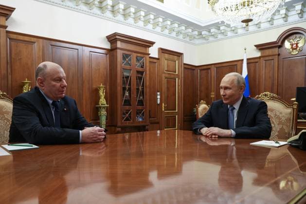 Russia Putin 9205823 15.07.2026 Russian President Vladimir Putin meets with Norilsk Nickel President and Chairman of the Management Board Vladimir Potanin at the Kremlin in Moscow, Russia. Gavriil Grigorov Sputnik Moscow Russia  Copyright: xGavriilxGrigorovx