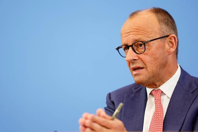 Friedrich Merz (CDU), Bundeskanzler, aufgenommen im Rahmen der Sommerpressekonferenz in der BPK in Berlin, 15.07.2026. Berlin Deutschland *** Friedrich Merz (CDU), Federal Chancellor, photographed during the summer press conference at the BPK in Berlin, July 15, 2026, Berlin, Germany Copyright: xFlorianxGaertnerx