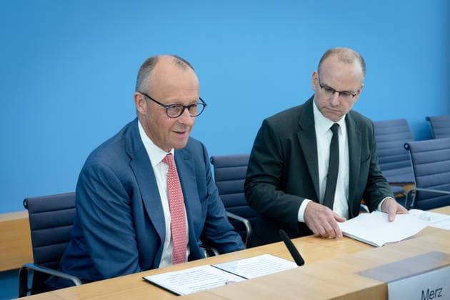 Sommerpressekonferenz, Bundeskanzler, Friedrich Merz Berlin, Bundespressekonferenz, BPK, Sommerpressekonferenz, Bundeskanzler, Friedrich Merz Berlin Berlin GER *** Summer Press Conference, Federal Chancellor, Friedrich Merz, Berlin, Federal Press Conference, BPK, Summer Press Conference, Federal Chancellor, Friedrich Merz, Berlin, Berlin, GER