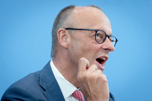 Sommerpressekonferenz, Bundeskanzler, Friedrich Merz Berlin, Bundespressekonferenz, BPK, Sommerpressekonferenz, Bundeskanzler, Friedrich Merz Berlin Berlin GER *** Summer Press Conference, Federal Chancellor, Friedrich Merz, Berlin, Federal Press Conference, BPK, Summer Press Conference, Federal Chancellor, Friedrich Merz, Berlin, Berlin, GER